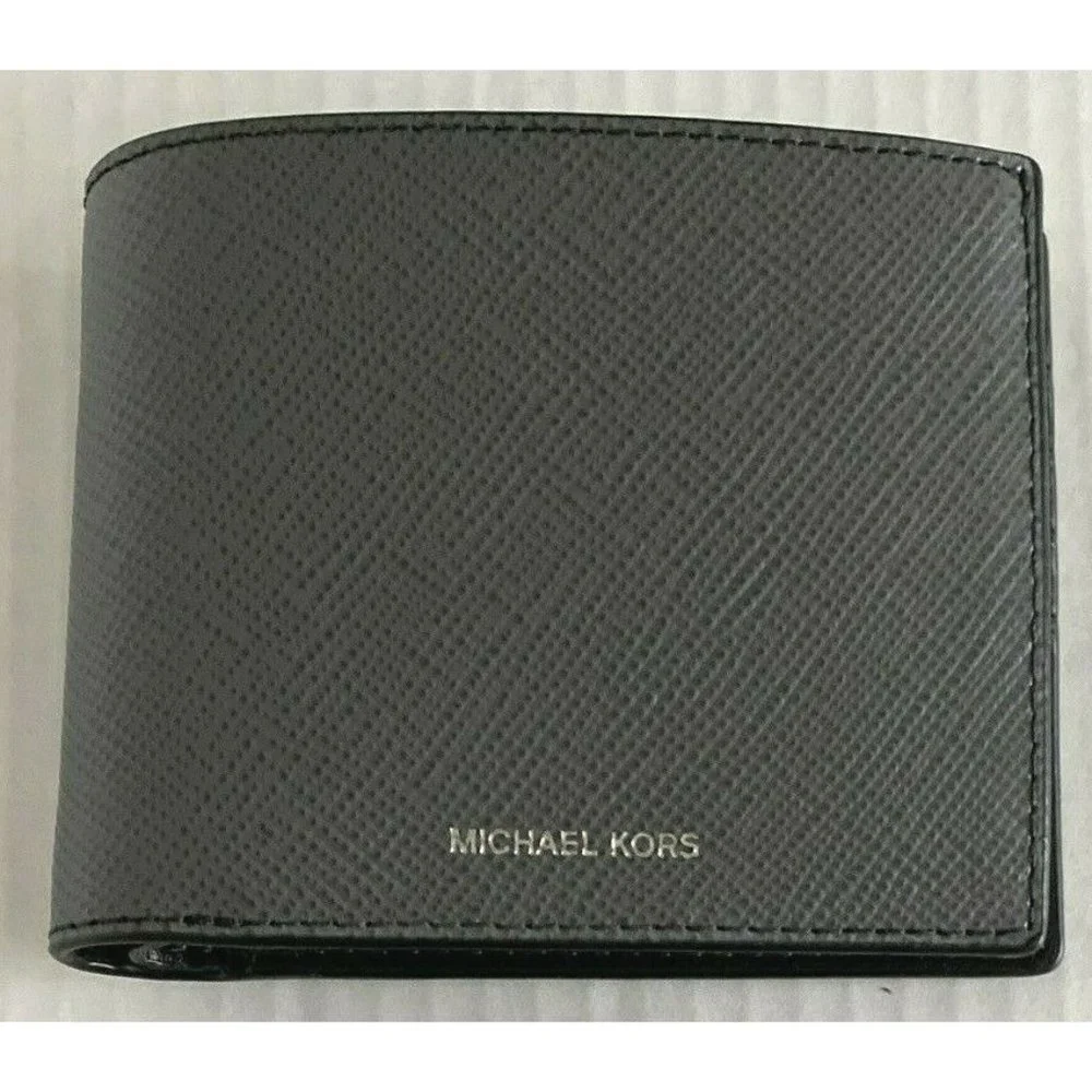 New Michael Kors Harrison Men's Slim Billfold wallet Leather Greyhound
